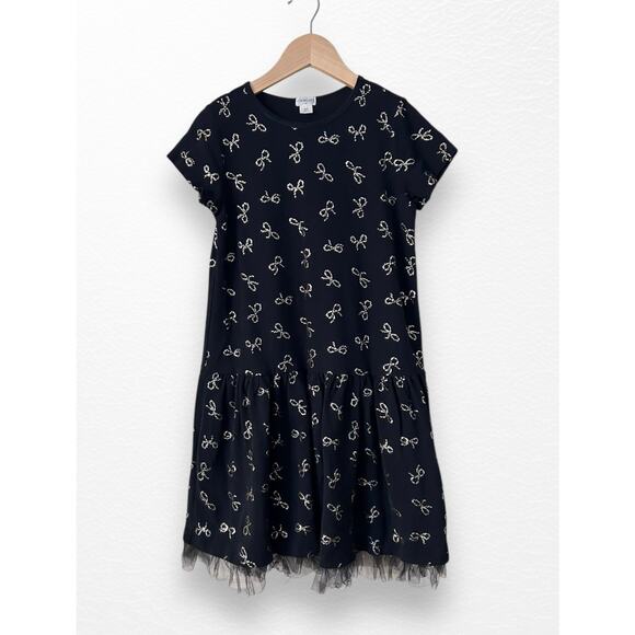 Crewcuts Metallic Bow Print Dress, Size 10 - Picture 3 of 4